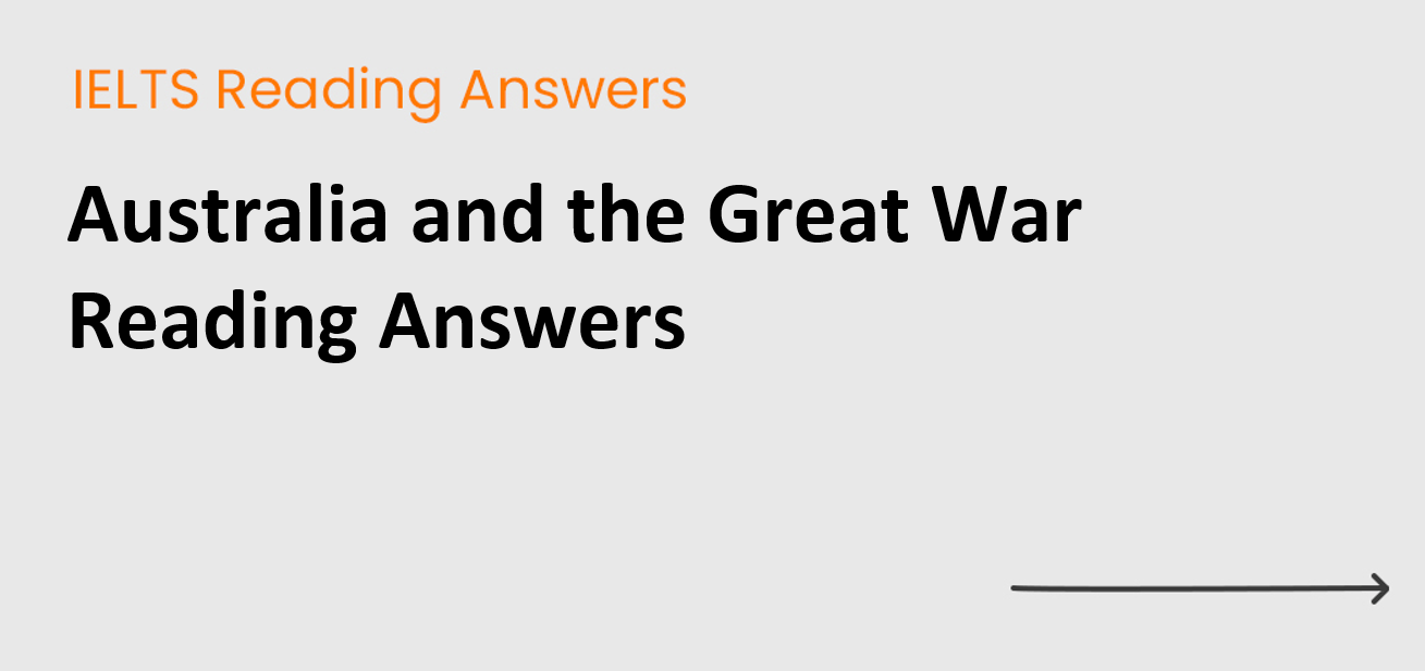 Australia and the Great War Reading Answers